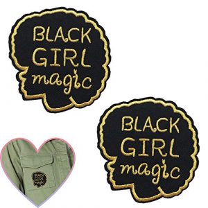 EZWOO Airsoft Morale Patch 1 Embroidery Patches, Black Girl Magic Iron on Large Patches for Clothing Repair Backpack Jeans, Black Lives Matter, 2PCS