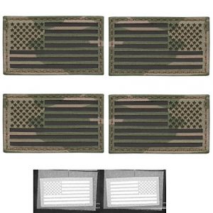 Tactical Freaky Airsoft Morale Patch 1 Bundle Set of 4 Multicam Infrared IR USA American Flags Forward and Reversed 3.5x2 Morale Fastener Patches