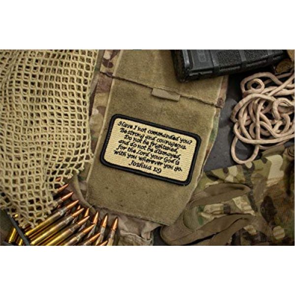 BASTION Airsoft Morale Patch 4 BASTION Morale Patches (Joshua 1:9, Black) | 3D Embroidered Patches with Hook & Loop Fastener Backing | Well-Made Clean Stitching, Christian Patches Ideal for Tactical Bag, Hats & Vest