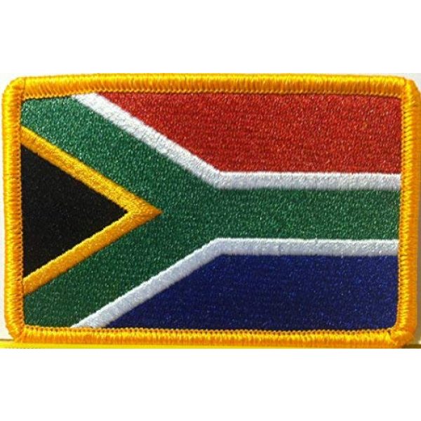 Fast Service Designs Airsoft Morale Patch 1 South Africa Flag Embroidered Patch with Hook & Loop Travel Morale Patriotic MC Biker Shoulder Gold Border African Emblem #054