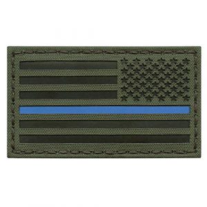 Tactical Freaky Airsoft Morale Patch 1 OD Green IR USA American Reversed Flag 2x3.5 Thin Blue Line IFF Tactical Morale Fastener Patch