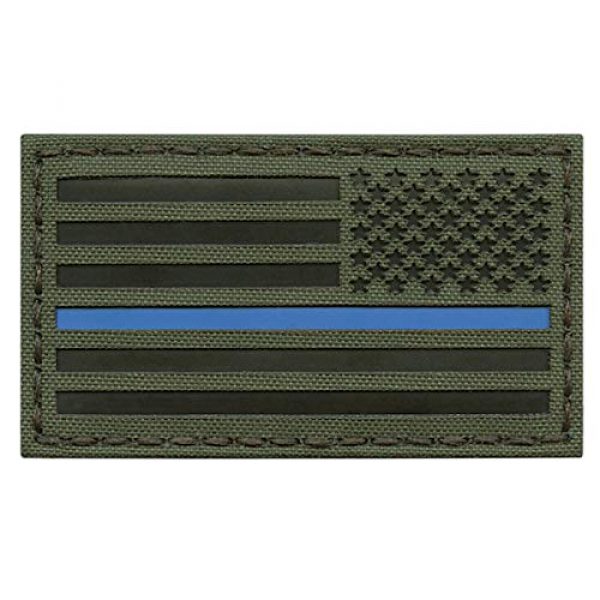 Tactical Freaky Airsoft Morale Patch 1 OD Green IR USA American Reversed Flag 2x3.5 Thin Blue Line IFF Tactical Morale Fastener Patch