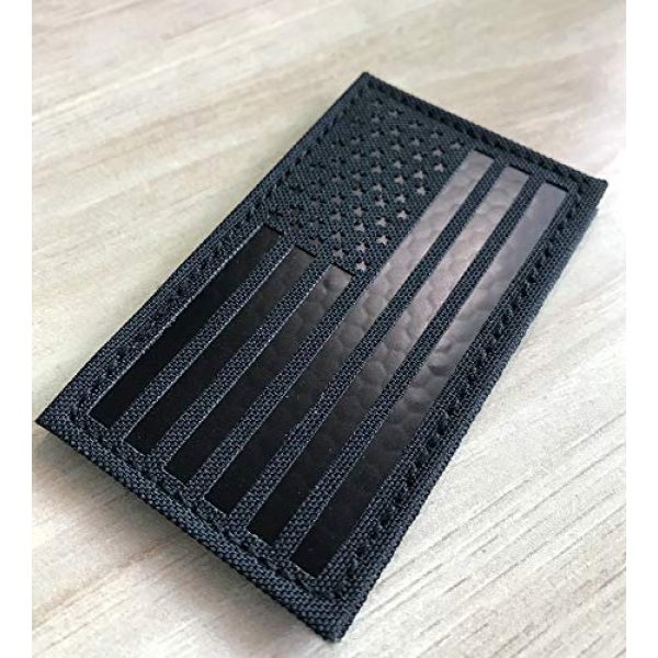 jujupups Airsoft Morale Patch 2 2x3.5" Infrared IR US USA American Flag Patch Tactical Vest Patch Hook-Fastener Backing(1 Left + 1 Right (Black)
