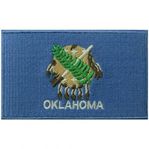 EmbTao Airsoft Morale Patch 1 Oklahoma State Flag Embroidered Emblem Iron On Sew On OK Patch
