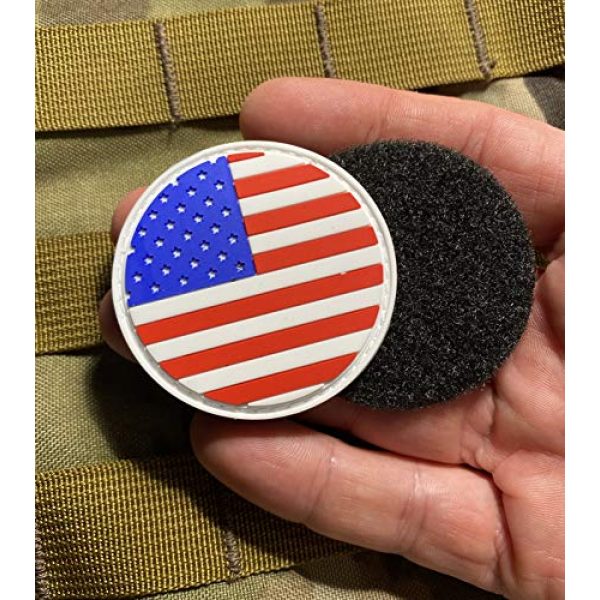 Empire Tactical USA Airsoft Morale Patch 3 American Flag 2" Round PVC Patch (Hook/Loop) Back Morale Patch