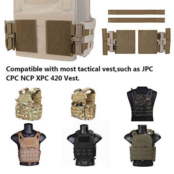 KRYDEX Tactical Pouch 6 KRYDEX Quick Release Buckle Set,Single Point Molle Quick Disconnect Side Entry Conversion with Hoop and Loop for JPC CPC NCP XPC 420 Vest (Coyote Brown)
