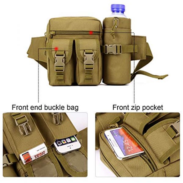 Protector Plus Tactical Pouch 5 Protector Plus Tactical Fanny Pack with Detachable Water Bottle Holder Pouch Military Running Waist Bag Sling Hip Belt MOLLE Army Lumbar Gear Pocket