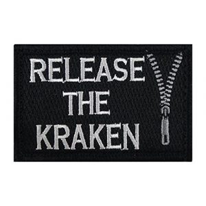 Morale Tags Airsoft Morale Patch 1 Release The Kraken Hook and Loop Patch Morale Tags Fully Embroidered (Black and White)