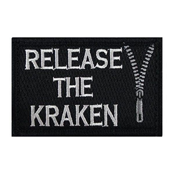 Morale Tags Airsoft Morale Patch 1 Release The Kraken Hook and Loop Patch Morale Tags Fully Embroidered (Black and White)