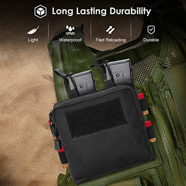 ProCase Tactical Pouch 6 ProCase Tactical Admin Molle Pouch with 2 Rifle Magazine Pouch for M4 G36 HK416 AR AK 5.56/7.62 mm Magazines -Black