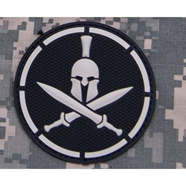 Mil-Spec Monkey Airsoft Morale Patch 1 PVC Spartan Helmet Crossed Swords Morale Patch Large Swat