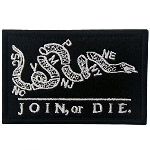 EmbTao Airsoft Morale Patch 1 Join Or Die Tactical Embroidered Morale Applique Fastener Hook&Loop Patch - Black