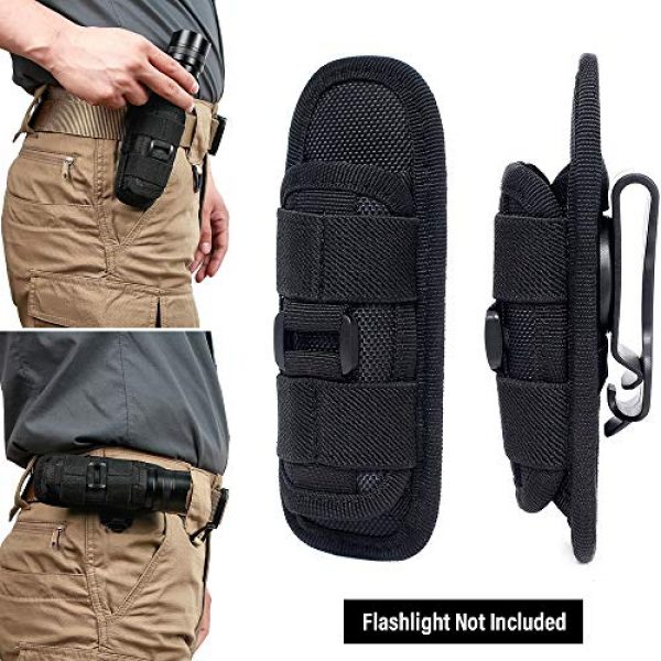 LIVANS Tactical Pouch 3 LIVANS Tactical Flashlight Pouch Holster, Rotatable Flashlight Holder Belt Clip Tactical Torch Carry Case with 360 Degree Carabiner Reel Clip