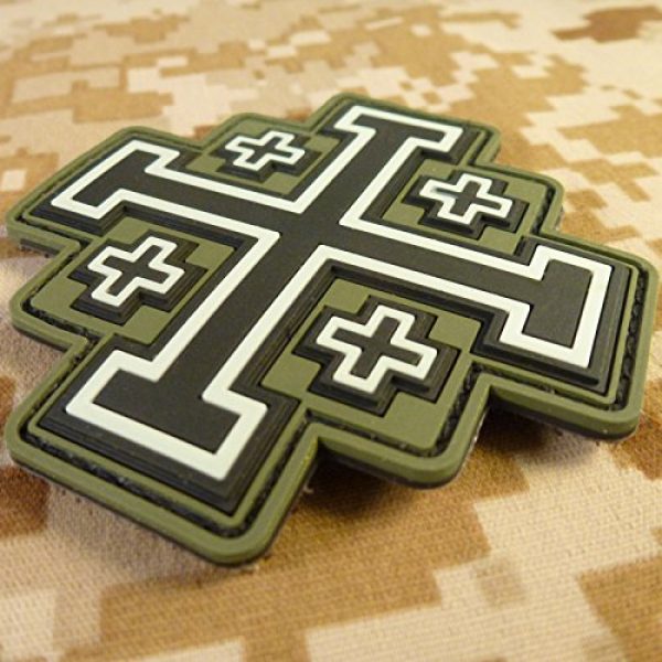 LEGEEON Airsoft Morale Patch 4 LEGEEON Glow Dark Olive Drab OD Order Holy Sepulchre Jerusalem Cross Crusaders Morale Touch Fastener Patch