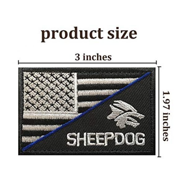 SpaceAuto Airsoft Morale Patch 2 SpaceAuto Decorative Sheepdog w/ USA American Flag Embroidered Military Tactical Morale Patch 3" x 1.97" - Slash Thin Blue Line