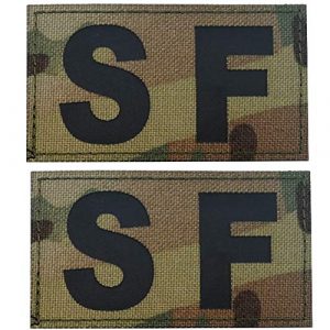 ODSP Airsoft Morale Patch 1 SF Infrared Reflective Patch, IR Military Tactical Morale Armband Badges Sticker Gift Emblem Appliques with Hook and Loop Fastener Attach Sew on Patches, Multicam, 2 Pieces, 3.54 x 1.97 Inch