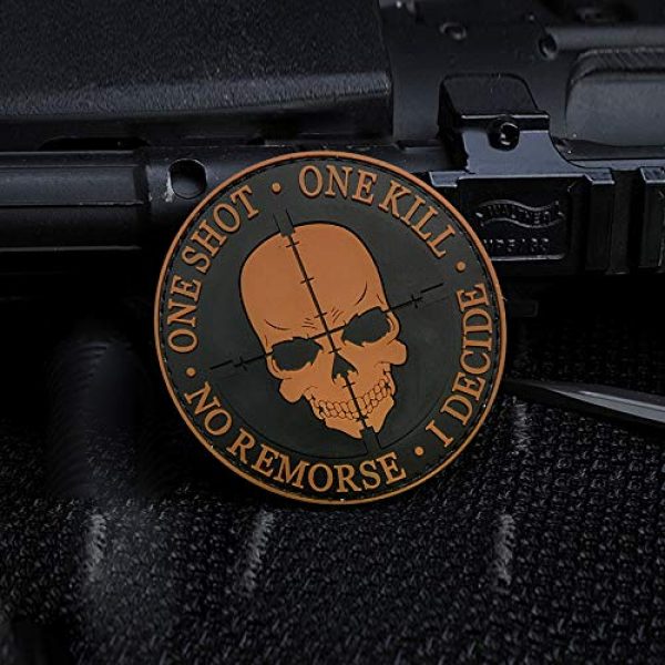 Morton Home Airsoft Morale Patch 3 Morton Home Tactical PVC 3D Black Sniper One Shot One Kill No Remorse I Decide Morale Badge Patch (Yellow)