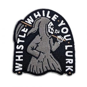 Wasted Days Airsoft Morale Patch 1 Wasted Days Whistle While You Lurk Embroidered Patch for Jackets, Iron On or Sew On Novelty Grim Reaper Skeleton