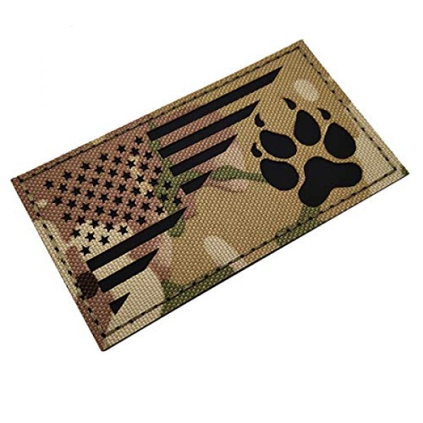 ODSP Airsoft Morale Patch 6 IR K9 Dog Handler Paw K-9 USA Flag Infrared Tactical Morale Embroidered Patch Applique with Hook and Loop Fastener Backing for Medium and Large Animal Vests Harnesses (Multicam)
