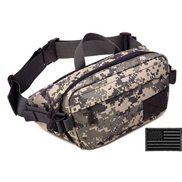 Protector Plus Tactical Pouch 1 Protector Plus Tactical Fanny Pack Military Running Waist Bag Hip Belt MOLLE Army Lumbar Gear Pouch Sling Chest Shoulder Crossbody Messenger Bag (Patch Included)