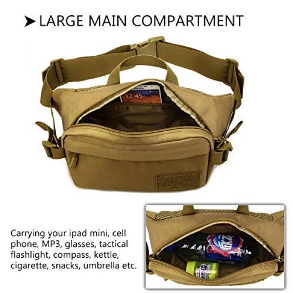 Protector Plus Tactical Pouch 7 Protector Plus Tactical Fanny Pack Military Running Waist Bag Hip Belt MOLLE Army Lumbar Gear Pouch Sling Chest Shoulder Crossbody Messenger Bag (Patch Included)
