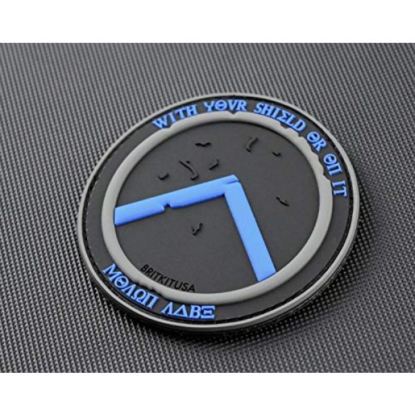BritKitUSA Airsoft Morale Patch 2 BritKitUSA Thin Blue Line Molon Labe Shield 3D PVC Morale Patch Police TBL Hook Backing