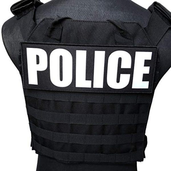 TIMTAC Airsoft Morale Patch 2 TIMTAC Large Police Patch with Hook and Loop (White, 11x4 inch)