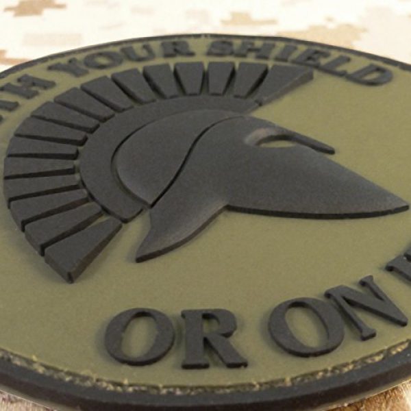 LEGEEON Airsoft Morale Patch 3 LEGEEON Olive Drab Spartan Helmet Your Shield ON IT OD Green Morale PVC Rubber Fastener Patch