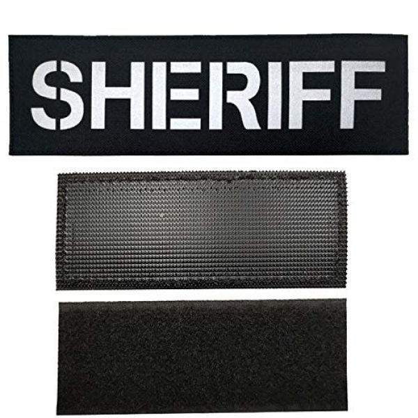 ODSP Airsoft Morale Patch 4 3.94 x 1.57 Inch Reflective Sheriff Patch with Hook and Loop Fastener Back for Custom Personalized Military Morale Tactical Vest Gear Combat Plate Carrier Law Enforcement, 2 Pieces