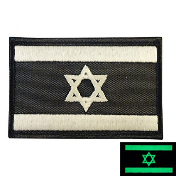 LEGEEON Airsoft Morale Patch 1 LEGEEON Glow Dark Israel Flag IDF Morale Star David Army Embroidered Touch Fastener Patch