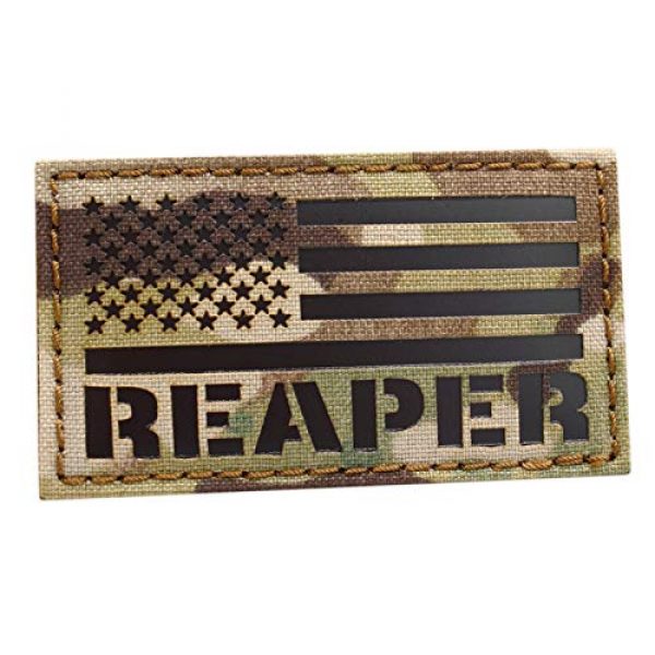 Tactical Freaky Airsoft Morale Patch 1 IR Multicam America Reaper Flag 2x3.5 Morale USA Tactical Hook-and-Loop Patch
