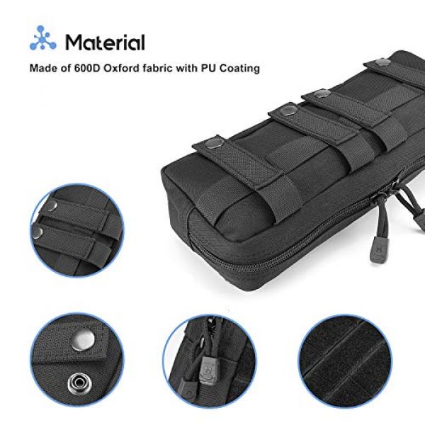 ProCase Tactical Pouch 4 ProCase Tactical Admin Pouch, Versatile Molle Admin Pouch EDC Carry Bag Multi-Purpose Tool Holder for Magazine, Map and Other Small Tools -Black