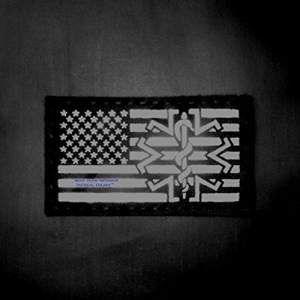 Tactical Freaky Airsoft Morale Patch 2 Multicam Infrared IR USA American Flag EMS Star of Life Medic Paramedic 3.5x2 Tactical Morale Hook-and-Loop Patch