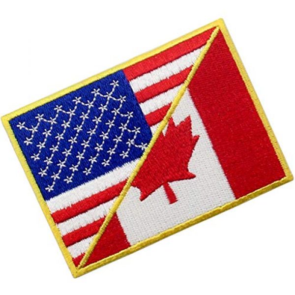EmbTao Airsoft Morale Patch 3 USA American United State Canada Flag Patch Embroidered Applique Iron On Sew On Emblem, Red & Black
