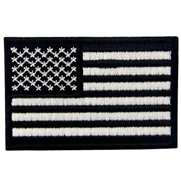 EmbTao Airsoft Morale Patch 3 EmbTao Glow in Dark Tactical Embroidered USA Flag Iron On Sew On Patch - Black & White