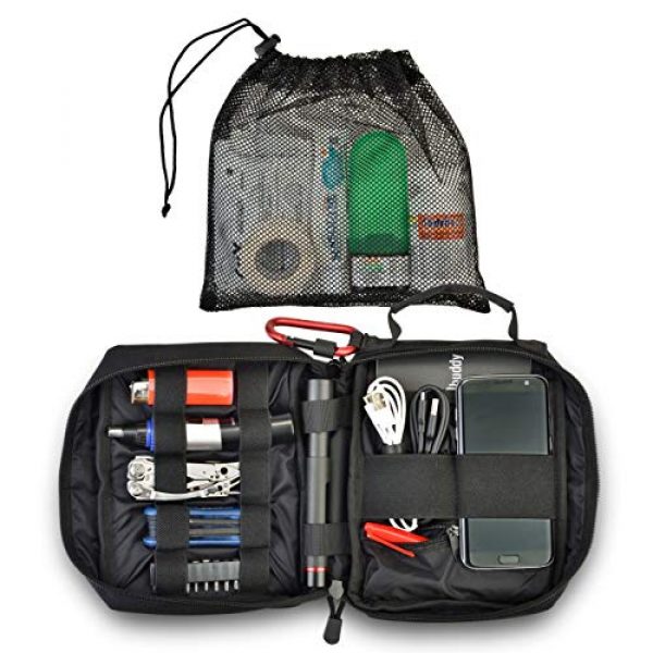 MED BUDDY Tactical Pouch 5 Tactical Outdoor Admin Pouch - Emergency Kit, Military Grade 1000D EDC, MOLLE, Utility Case + Waterproof Notebook, Locking Carabiner, Mesh Organizer, EMT - MedBuddy