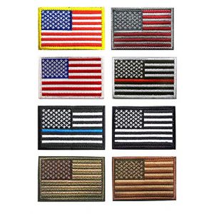 Antrix Airsoft Morale Patch 1 US Flag Patch, Antrix 8 Pack Great Value USA American Flags Thin Blue Line Thin Red Line US Army Flag Fully Embroidered Military Badge Emblem Patches Set