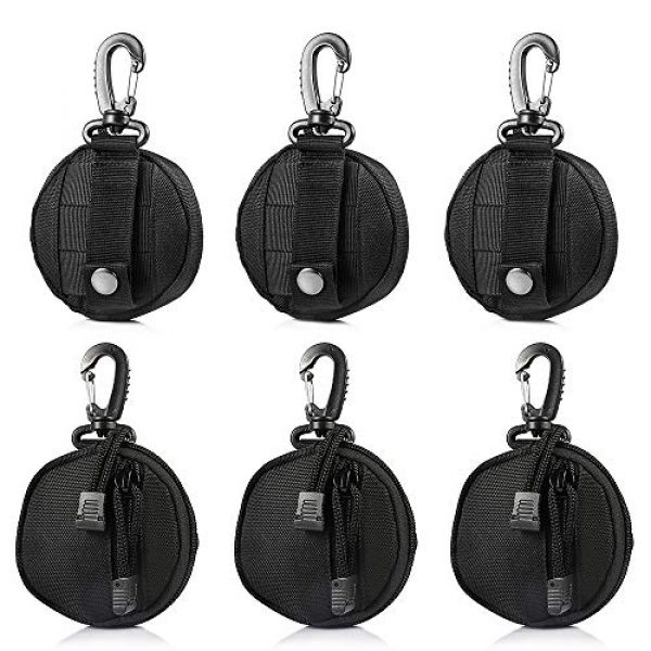 Picowe Tactical Pouch 1 Picowe 6 Pack Tactical Pouch Keychain Wallet, Professional EDC Molle Bag Accessories for Military Gear Bags, Small Coin Purse with Hook for Camping Hunting Shooting (Black)