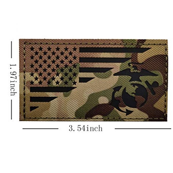 ODSP Airsoft Morale Patch 5 3 Pieces IR Reflective Patch, USA American Flag w/Marine Corps USMC Tactical Morale Fastener Hook and Loop Patches 3.54 x 1.97 inch for Hats, Clothes, Backpacks, Uniforms, Tactical Gears