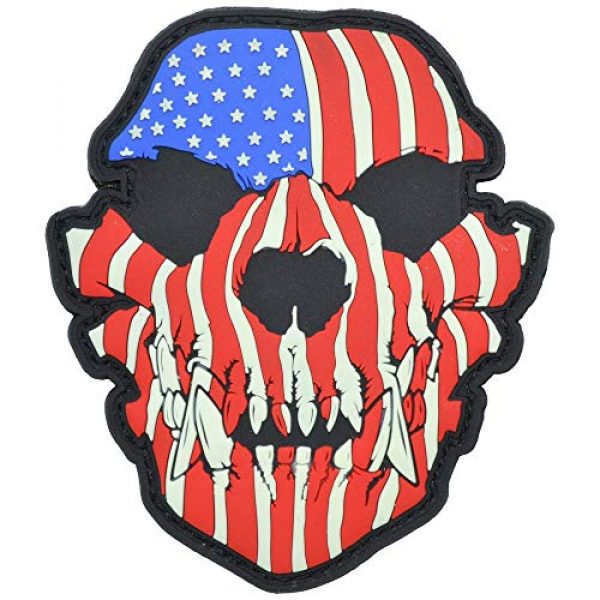 Tactical Gear Junkie Airsoft Morale Patch 1 Glow in The Dark Canine Skull USA Flag - 3x3.5 PVC Patch