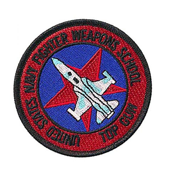 ODSP Airsoft Morale Patch 5 2PCS Top Gun Patches United State Navy Personalized Military Tactical Morale Embroidered Patches School Name Applique Badge with Hook&Loop Fastener Backing 3.15 Inch Diameter