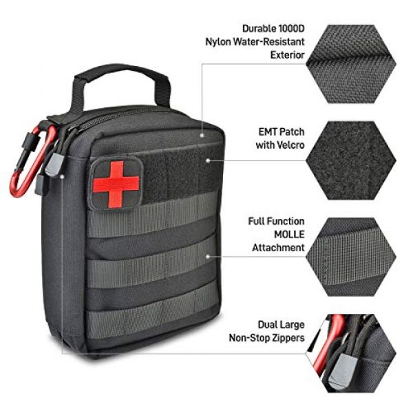 MED BUDDY Tactical Pouch 3 Tactical Outdoor Admin Pouch - Emergency Kit, Military Grade 1000D EDC, MOLLE, Utility Case + Waterproof Notebook, Locking Carabiner, Mesh Organizer, EMT - MedBuddy