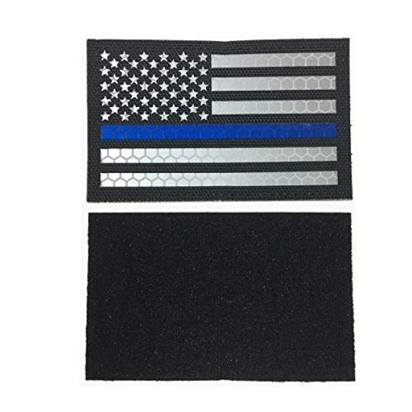 HNGKIANGHU Airsoft Morale Patch 2 2x3.15 Inch Reflective Thin Blue Line US USA American Flag Morale Tactical Police Patches Hook-Fastener Backing 3D Patch (A-1 pcs)