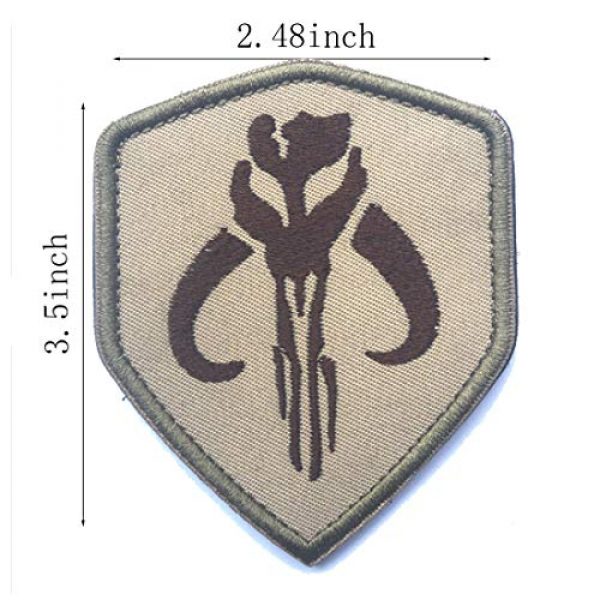 ODSP Airsoft Morale Patch 5 Star Wars Mandalorian Mythosaur Skull Crest Bounty Hunter Boba Fett Shield Patch, Tactical Morale Patches with Fastener Hook and Loop Backing 3.5 x 2.48 inch