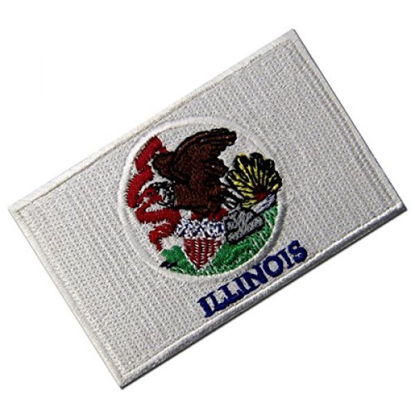 EmbTao Airsoft Morale Patch 4 Illinois State Flag Embroidered Emblem Iron On Sew On IL Patch