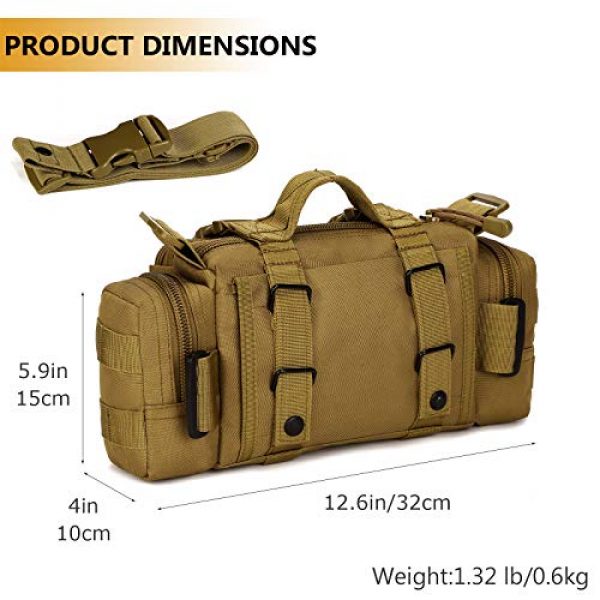 Protector Plus Tactical Pouch 6 Protector Plus Tactical Fanny Pack Military Assault Waist Bag Hip Belt MOLLE Sling Army Lumbar Gear Pouch EDC Camera Handlebar Range Bags (Patch Included)