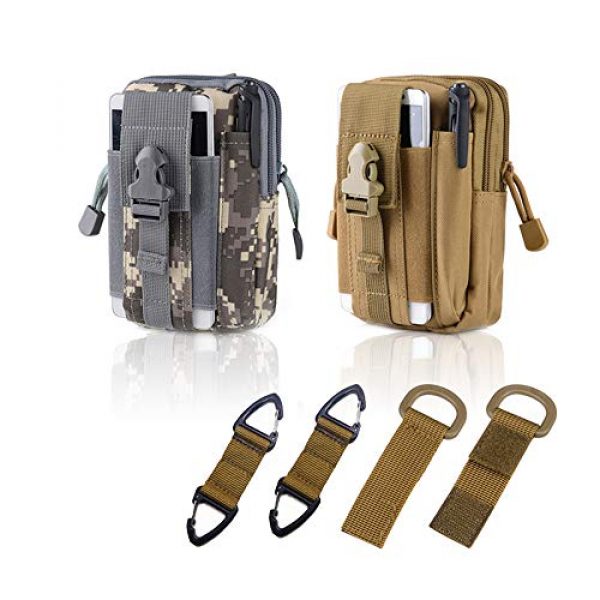 FULANDL Tactical Pouch 1 2 PCS Tactical Molle Pouches, FULANDL EDC Pouch Multipurpose Utility Gadget Belt Waist Bags with Carabiners Key Hook Nylon Webbing Buckles for Hiking Outdoor Activities
