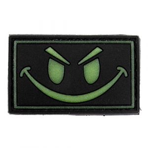 LIVABIT Airsoft Morale Patch 1 LIVABIT PVC Rubber 3D Morale Patch MP-15 Tactical Airsoft Paintball Black Glow In The Dark Smiley Face