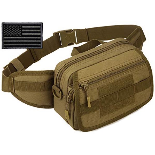 Protector Plus Tactical Pouch 1 Protector Plus Tactical Fanny Pack Military Running Waist Bag Sling Hip Belt MOLLE Army Lumbar Gear Pouch (Patch Included)