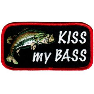 Cypress Collectibles Embroidered Patches Airsoft Morale Patch 1 Kiss My Bass Embroidered Patch Largemouth Bass Fishing Iron-On Novelty Joke Gift